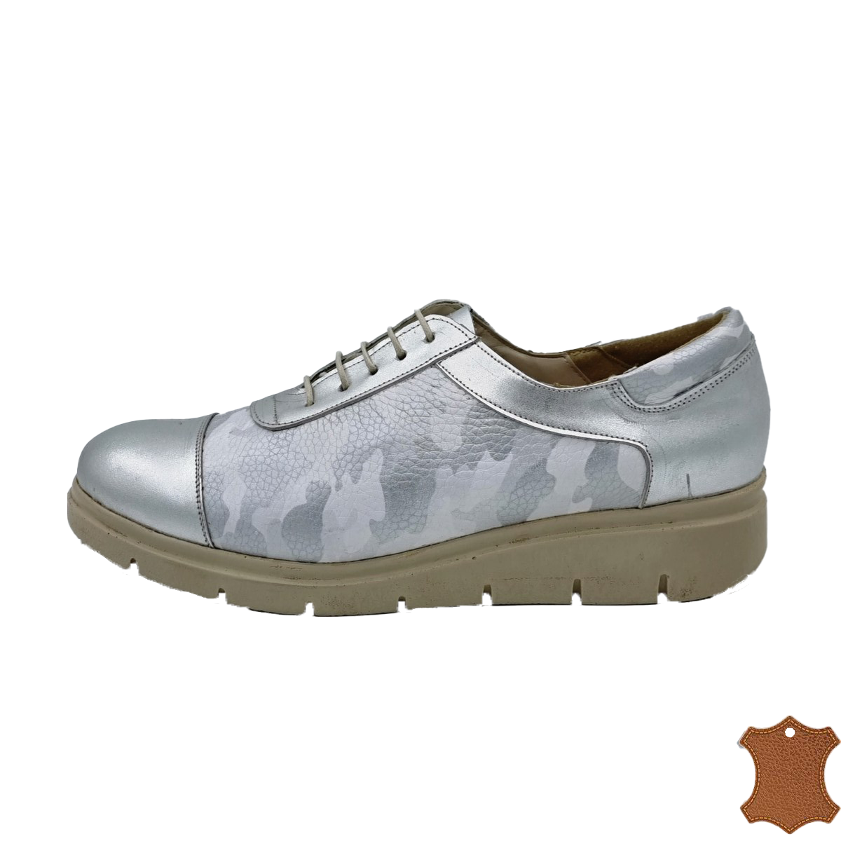 Pantofi Sport Dama Argintii Piele Naturala Qudeisha