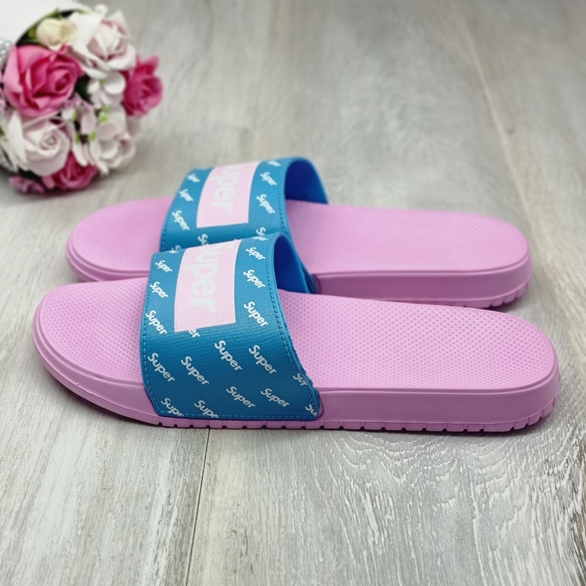 Papuci dama roz/bleu talleen
