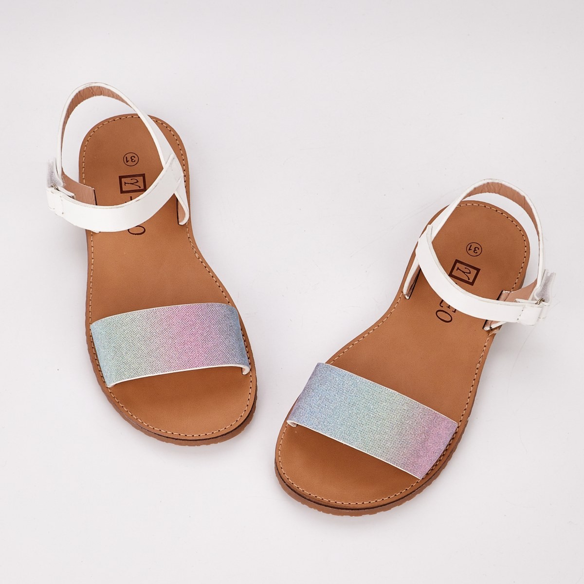 Sandale Fata Alb/Color Cu Arici Mermin