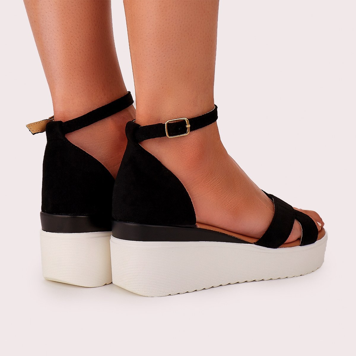 Sandale Dama Negre Cu Platforma Priza
