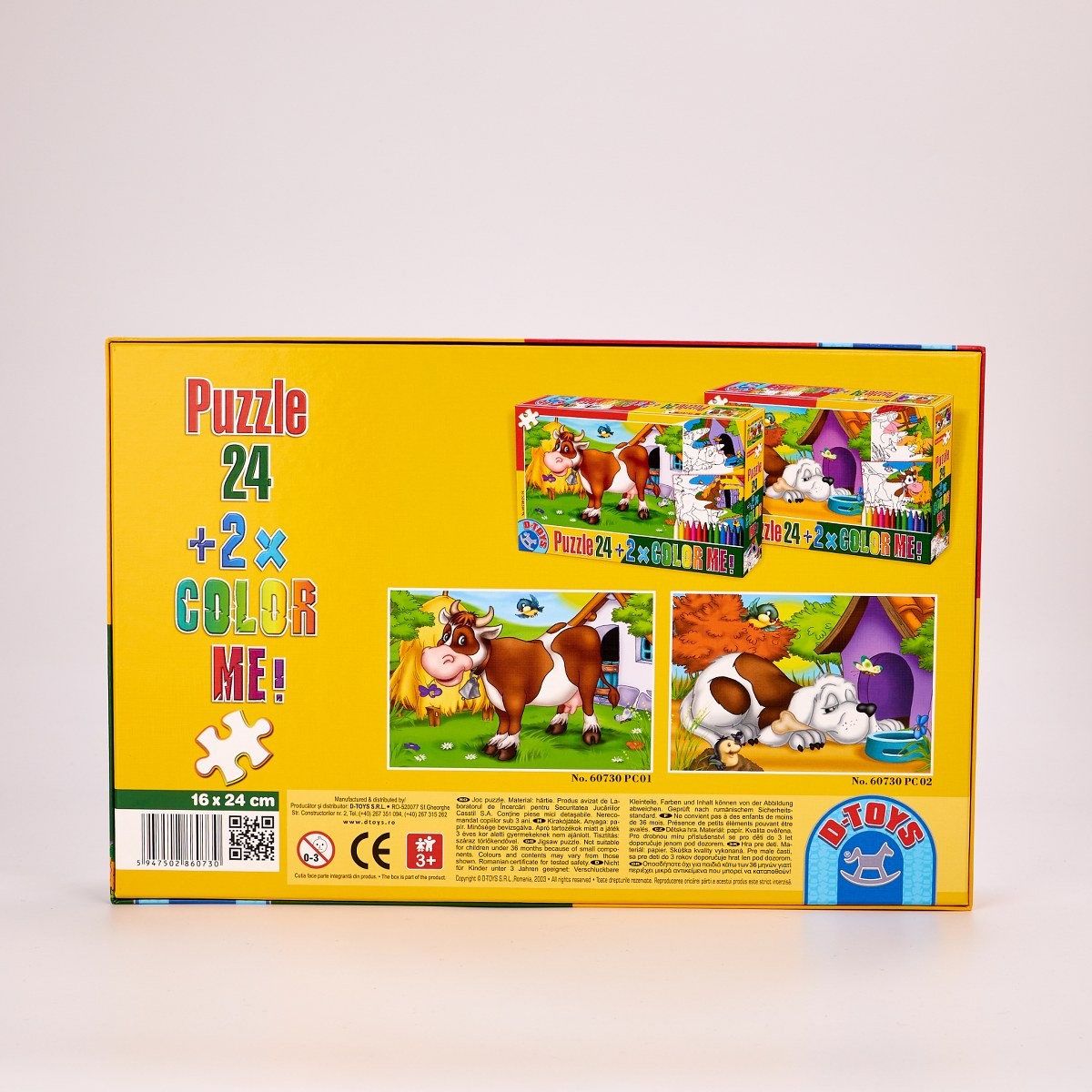 Set Puzzle 24 piese Animale + 2 fișe de colorat și creioane colorate