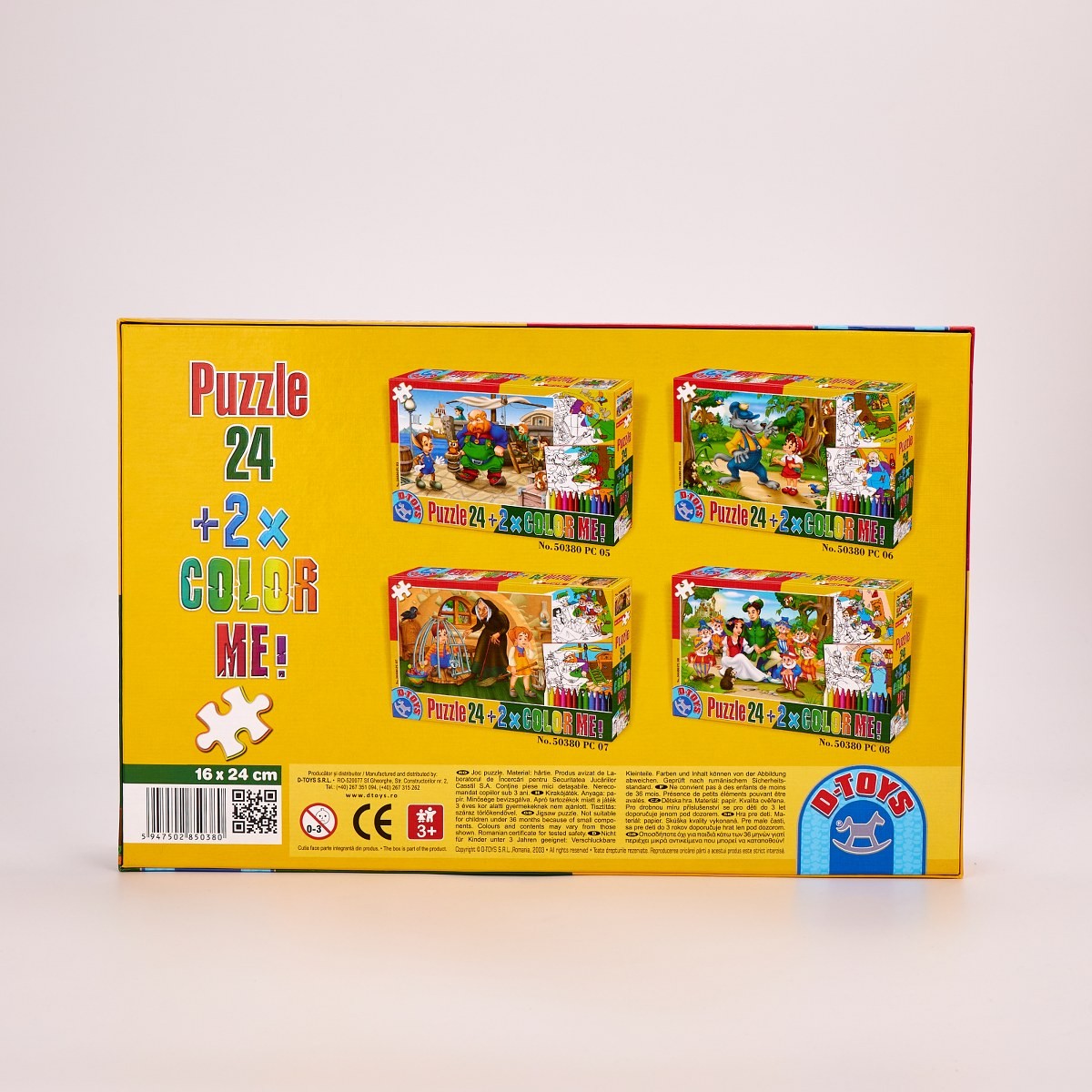 Set Puzzle 24 piese Pinocchio + 2 fișe de colorat și creioane colorate