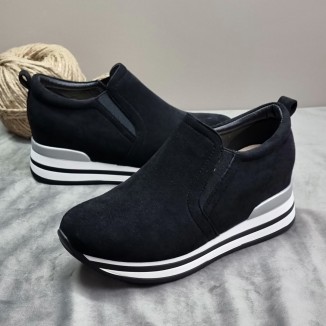 Pantofi Casual Sport Dama Cu Platforma Negri Savina