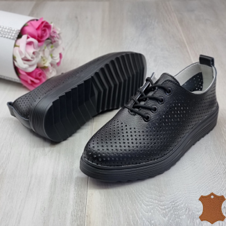 Pantofi Casual Sport Dama Negri Piele Naturala Zenobia
