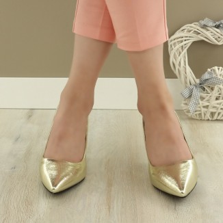 Pantofi Stiletto Dama Aurii Cu Toc Ieva
