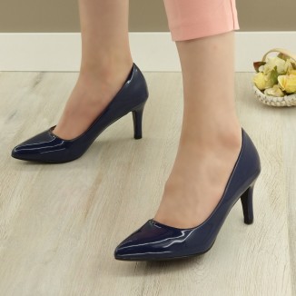 Pantofi Stiletto Dama Bleumarin Cu Toc Ifama