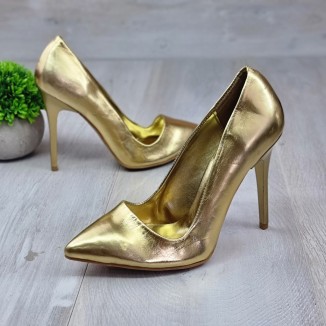 Pantofi Stiletto Dama Aurii Cu Toc Kaelin