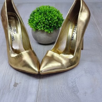 Pantofi Stiletto Dama Aurii Cu Toc Kaelin