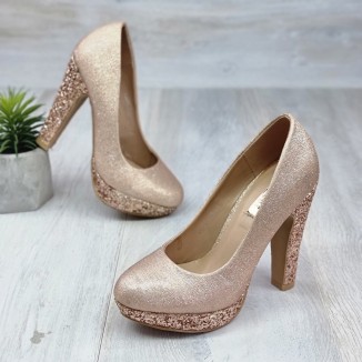 Pantofi Dama Aurii Cu Toc Lalita