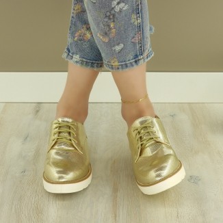 Pantofi Casual Dama Aurii Cu Siret Parthenope