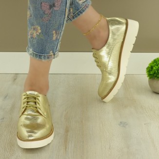 Pantofi Casual Dama Aurii Cu Siret Parthenope