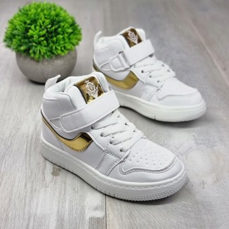Sneakersi Copii Alb/Auriu Cu Arici Bao