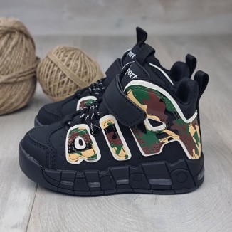 Sneakersi Baiat Negri/Army Cu Siret Tomi