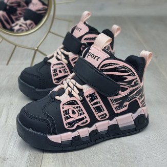 Sneakersi Fata Negru/Roz Cu Siret Tomi