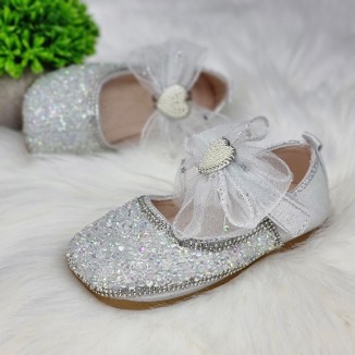 Pantofi Fată Argintii Cu Baretă Urstin