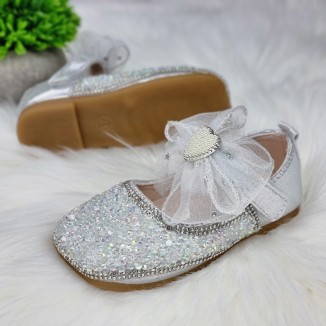 Pantofi Fată Argintii Cu Baretă Urstin