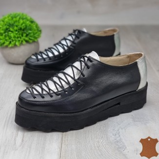 Pantofi Casual Sport Dama Negri Piele Naturala Quincia