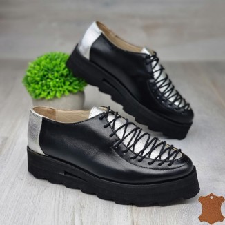 Pantofi Casual Sport Dama Negri Piele Naturala Quincia