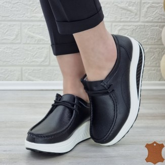 Pantofi Casual Sport Dama Negri Piele Naturala Cormy