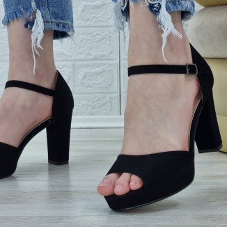 Sandale Dama Negre Cu Bareta Rumna