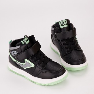 Sneakersi Baiat Negru/Verde Cu Arici Sensi