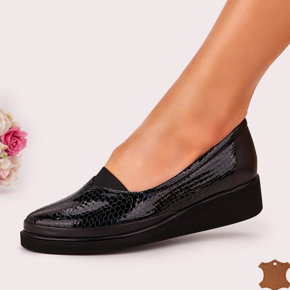 Pantofi Dama Negri Piele Naturala Cartus
