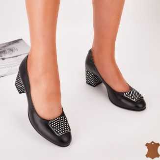 Pantofi Dama Negri Piele Naturala Mrim