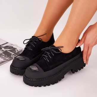 Pantofi Casual Dama Negri Cu Siret Moca
