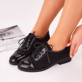 Pantofi Casual Dama Negri Cu Siret Fuka