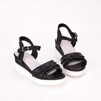 Sandale Cu Platforma Fata Negre Cu Bareta Ixel